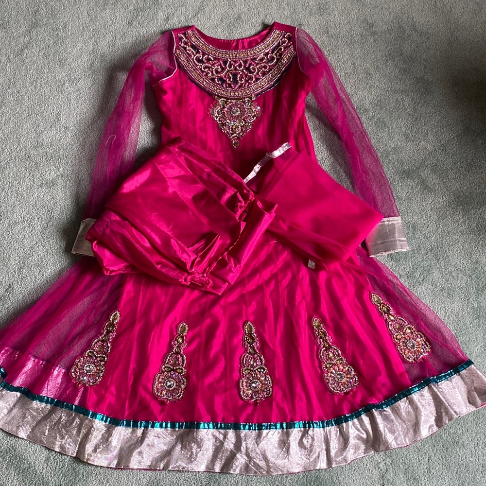Indian Sari Dress Shalwar Khamis Pink size Small
